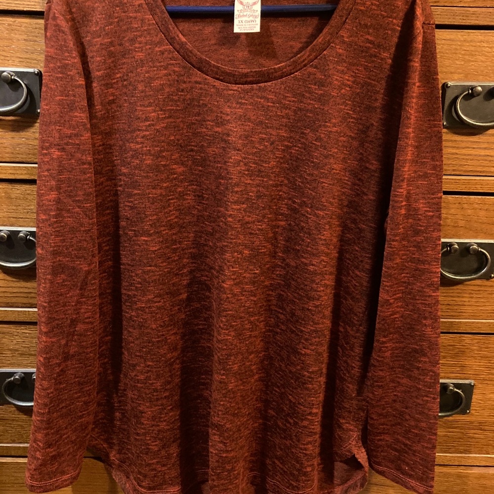 🍁 Faded Glory (1X - 16W) L/S sheer orange tunic